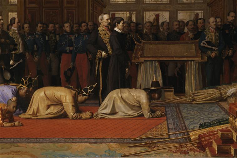 RECEPTION DES AMBASSADEURS SIAMOIS PAR L'EMPEREUR NAPOLEON III AU PALAIS DE FONTAINEBLEAU. 27 JUIN 1861_1