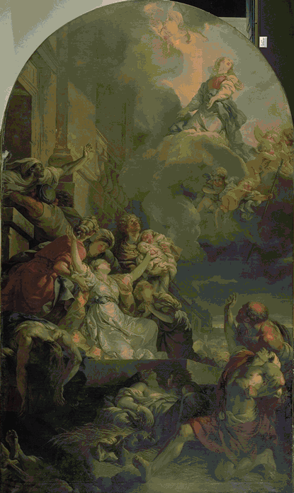 SAINTE GENEVIEVE APAISANT LA PESTE DES ARDENTS ; DIT AUTREFOIS SAINT LEU IMPLORANT LA GUERISON DES PRISONNIERS_0