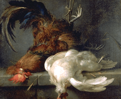 NATURE MORTE, COQ ET POULE ; DIT AUSSI DEUX COQS MORTS_0