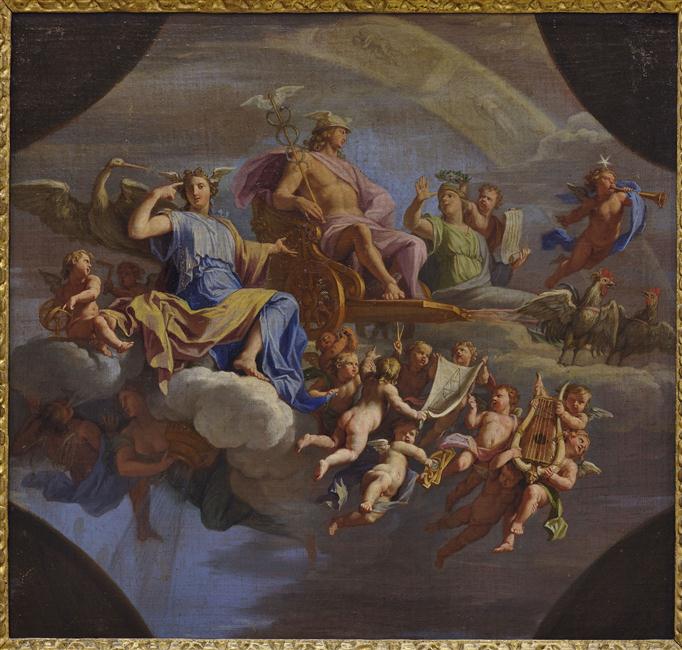 MERCURE SUR SON CHAR TIRE PAR DEUX COQS, Jean-Baptiste de Champaigne, 1670 vers