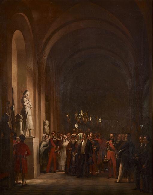 LE ROI LOUIS-PHILIPPE ET LA FAMILLE D'ORLEANS VISITENT LA STATUE DE JEANNE D'ARC DANS LES GALERIES DE VERSAILLES. 1839_0