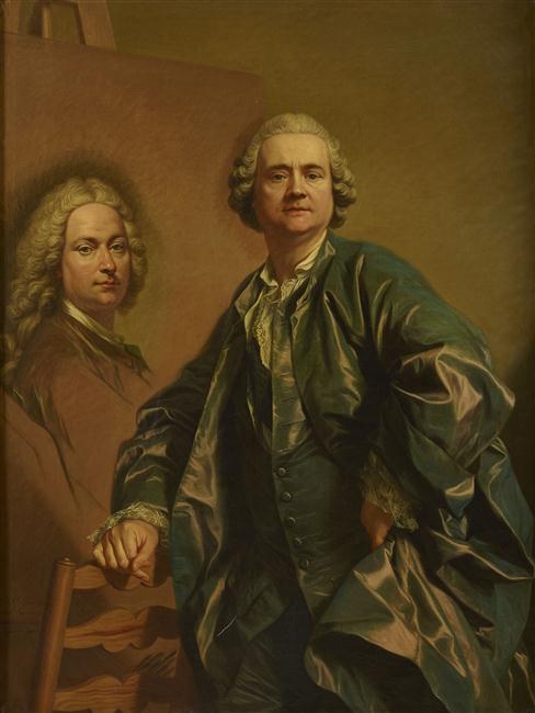 LOUIS-MICHEL VAN LOO PEIGNANT LE PORTRAIT DE SON PERE JEAN-BAPTISTE VAN LOO_0
