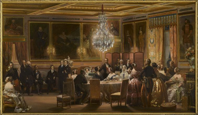 RECEPTION, EN L'HONNEUR DE LA REINE VICTORIA, DANS LE SALON DE FAMILLE AU CHATEAU D'EU.3 SEPTEMBRE 1843_0