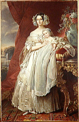 Hélène-Louise-Elisabeth de Mecklembourg-Schwerin, duchesse d'orléans (1814-1858) avec le Prince Louis-Philippe-Albert d'Orléans, Comte de Paris_0