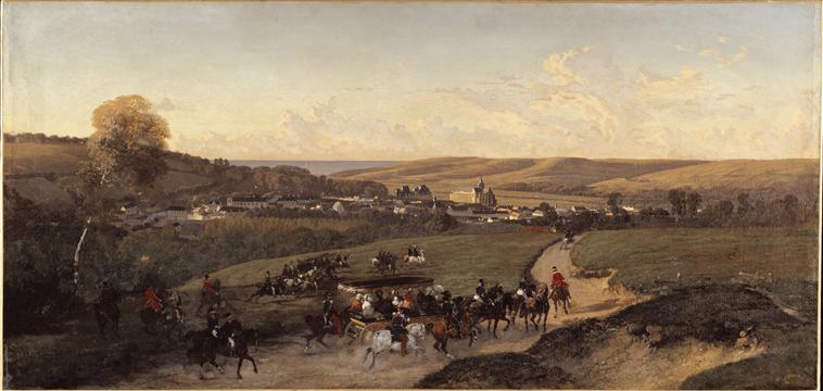 PROMENADE EN CHAR A BANCS DE LA REINE VICTORIA ET DE LA FAMILLE ROYALE AUX ENVIRONS DU CHATEAU D'EU. 3 SEPTEMBRE 1843_0