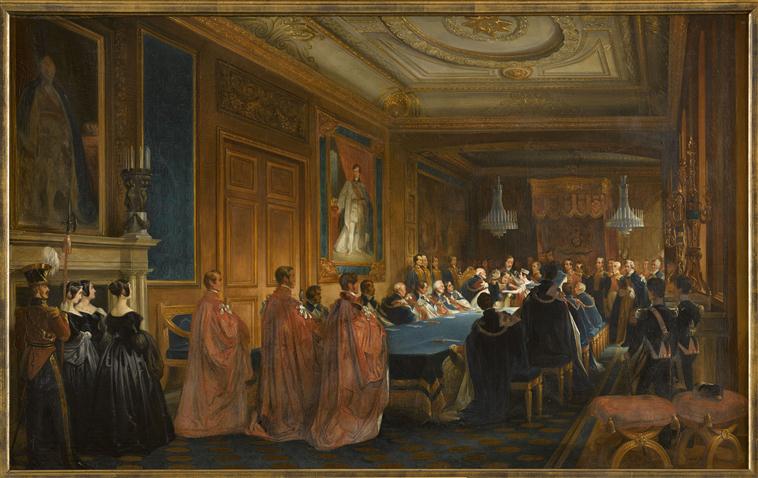 RECEPTION DE LOUIS-PHILIPPE DANS L'ORDRE DE LA JARRETIERE PAR LA REINE VICTORIA, A WINDSOR.11 OCTOBRE 1844, Claude Jacquand, 1845
