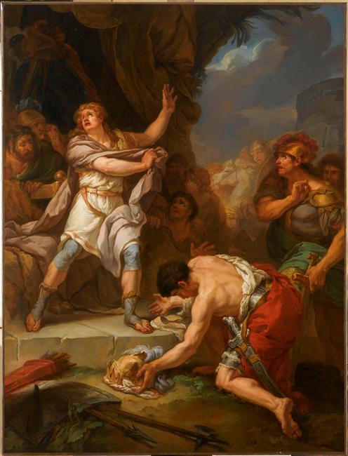 David apprenant la mort de Saül, condamne à mort le messager amalécite ; David apprenant la mort de Saül (autre titre), Jean Pierre Saint-Ours, 4e quart 18e siècle