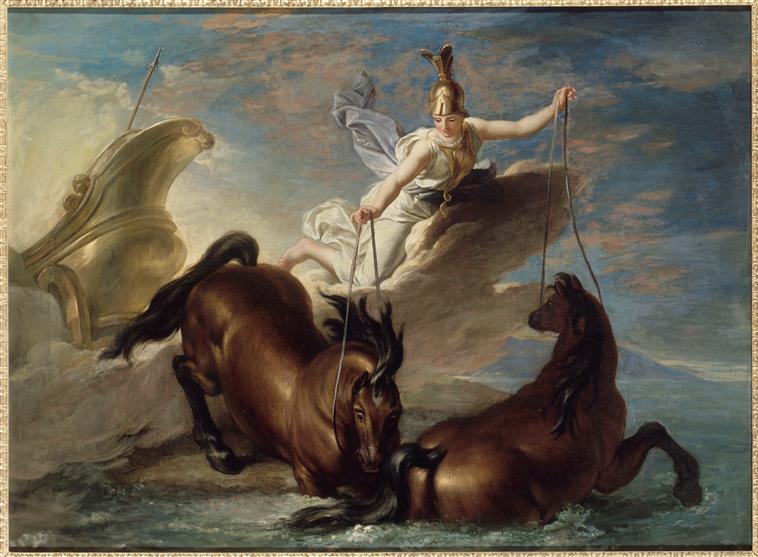 MINERVE ABREUVE SES CHEVAUX DANS L'OCEAN AU RETOUR D'UN COMBAT_0