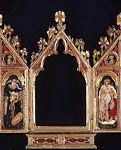 TRIPTYQUE (Volets fermés : stigmatisation de saint François avec un donateur franciscain) (Volets ouverts : la Nativité et le Couronnement de la Vierge et du Christ)_1