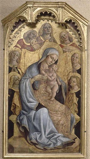 LA VIERGE ET L'ENFANT ENTOURES D'ANGES_0