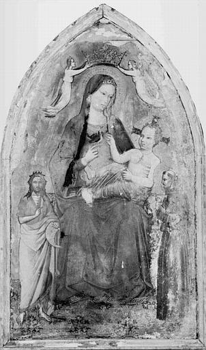 LA VIERGE ET L'ENFANT COURONNES PAR DEUX ANGES ENTRE SAINT JEAN BAPTISTE ET SAINT FRANCOIS_0