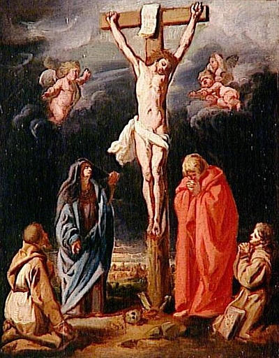 LE CALVAIRE AVEC SAINT FRANÇOIS D'ASSISE ET SAINT BERNARDIN DE SIENNE (ESQUISSE)_0
