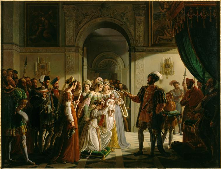 François 1er armant chevalier son petit-fils Francois II. 1546_0