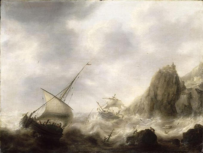 TEMPETE PRES D'UNE COTE ROCHEUSE_0