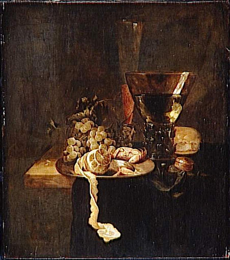 NATURE MORTE AU CITRON PELE ET AU VERRE, DIT AUTREFOIS RELIEFS D'UN DEJEUNER_0