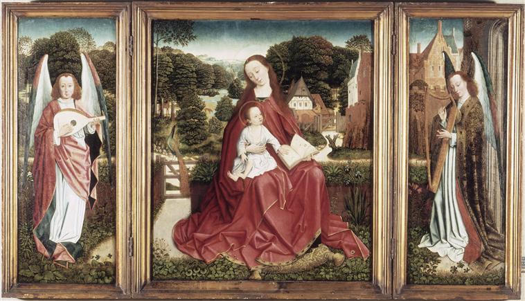 LA VIERGE A L'ENFANT ENTOUREE D'ANGES.L'ANNONCIATION (REVERS)_0