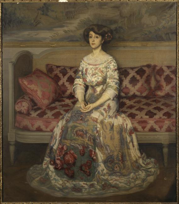 La robe à ramages. Mme Edmond Rostand, née Rosemonde Gérard (1866-1953)_0