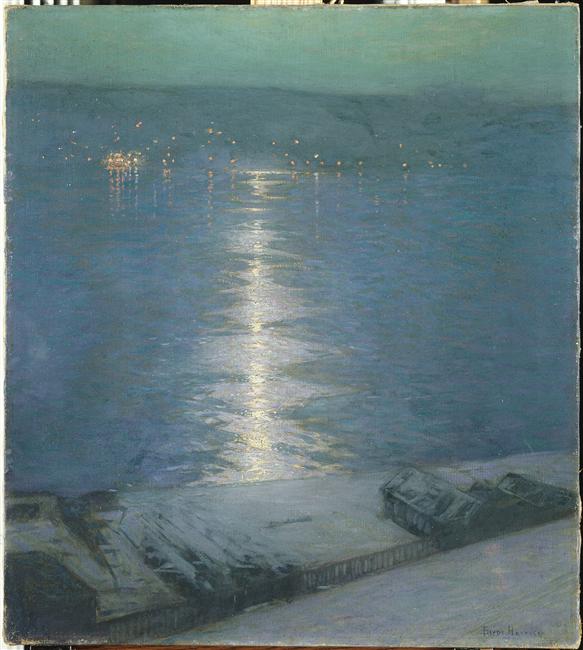 CLAIR DE LUNE SUR LA RIVIERE ; OU MOONLIGHT_0