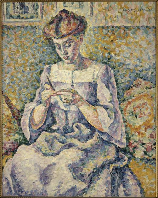 FEMME FAISANT DU CROCHET_0