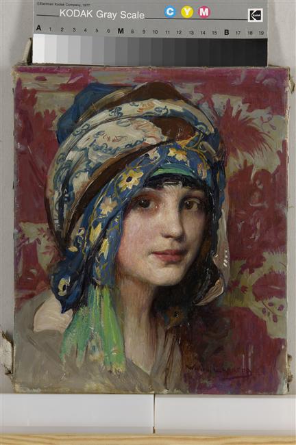 TETE DE JEUNE FILLE ; AU REVERS FIGURE D'HOMME_0