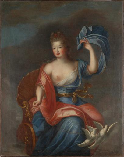 MADEMOISELLE DE CLERMONT SUR UN CHAR TRAINE PAR DES COLOMBES_0