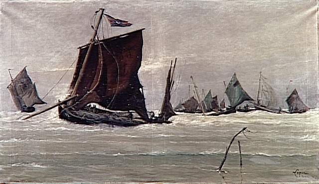 BATEAUX DE PECHE RENTRANT A BERCK, Ludovic Napoléon vicomte Lepic, 1877