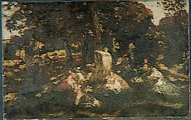 SCENE DU DECAMERON, Adolphe Joseph Monticelli, 1869 avant