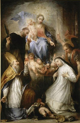 LA VIERGE ET L'ENFANT AVEC SAINT PIERRE MARTYR, SAINT AUGUSTIN ET SAINTE CATHERINE DE SIENNE_0