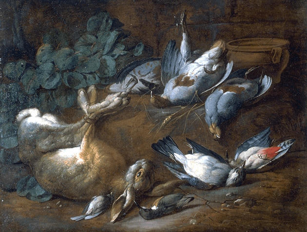NATURE MORTE AVEC LIEVRES (?) , GEAIS ET PERDRIX_0