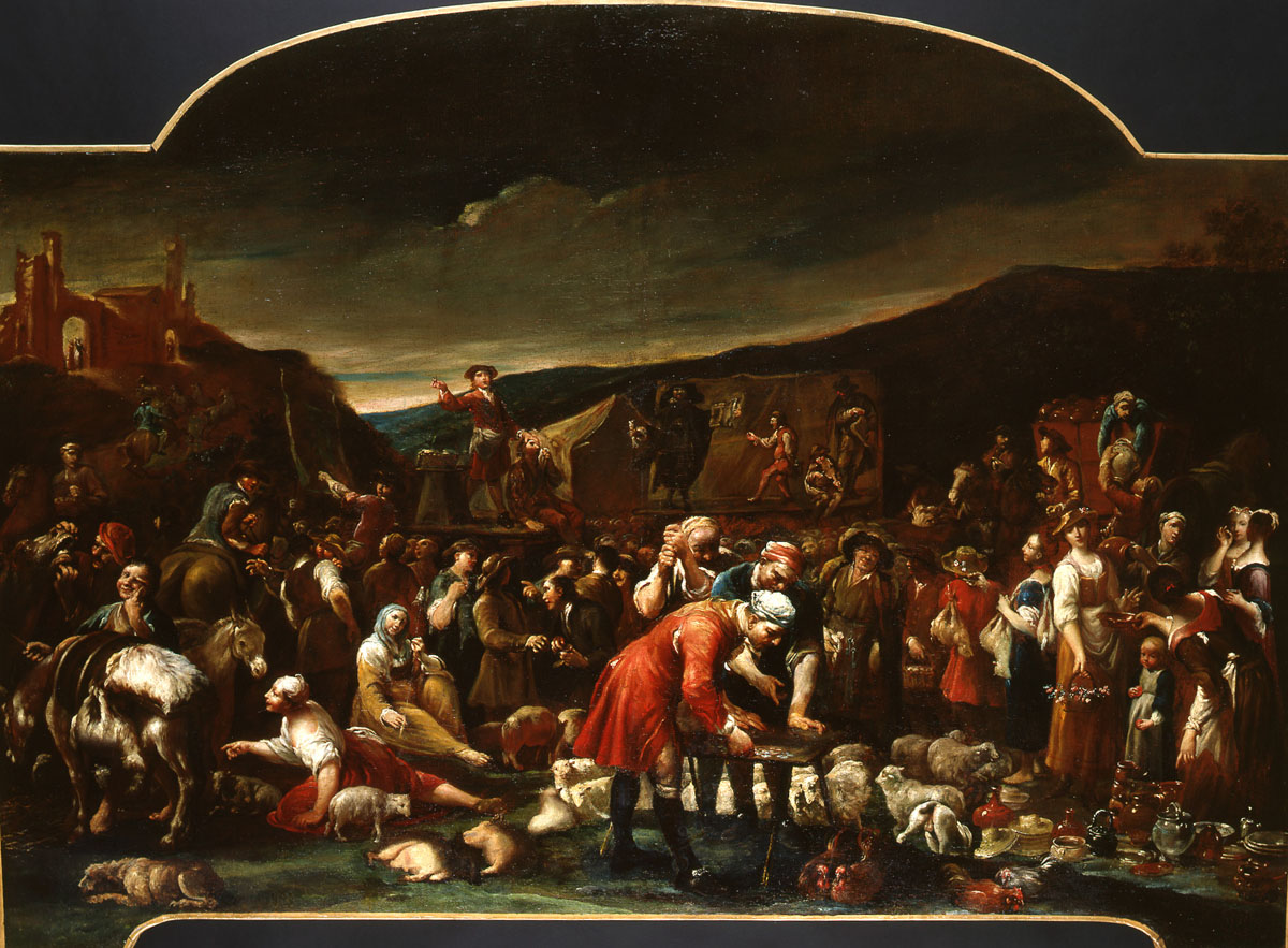 Le Marché ; La Foire de Poggio à Caiano (autre titre), Giuseppe Maria Crespi, 4e quart 17e siècle, 2e moitié 18e siècle
