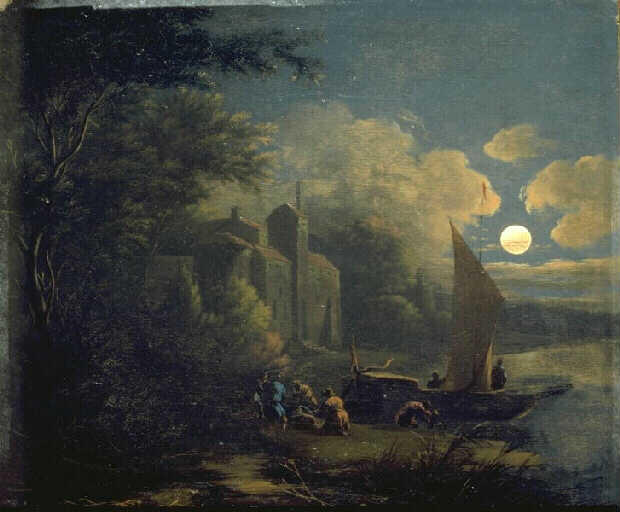 BORD DE RIVIERE AU CLAIR DE LUNE ; PORT AU CLAIR DE LUNE (titre ancien)_0