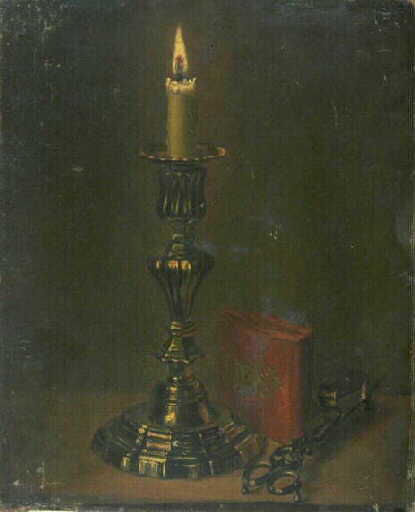 Flambeau d'argent et paire de mouchettes_0