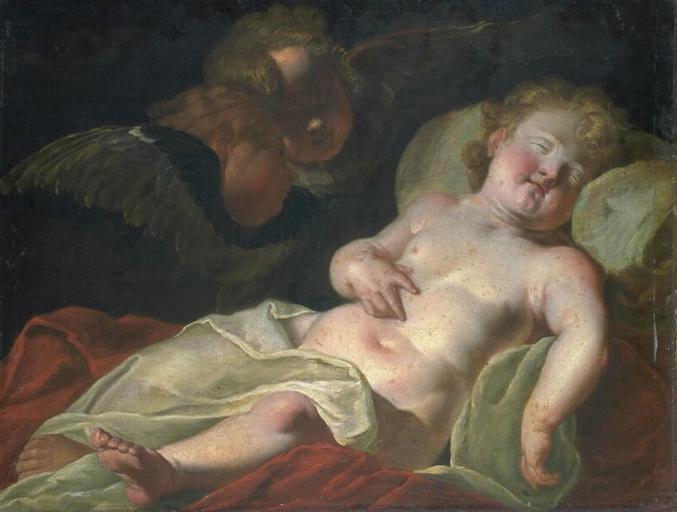 JESUS ENDORMI ET DEUX ANGES, André Lebre, 2e moitié 17e siècle