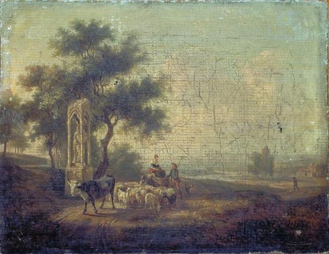 PAYSAGE, BERGERE SUR UN ANE, Огюст-Ксавье Лепренс, 1817