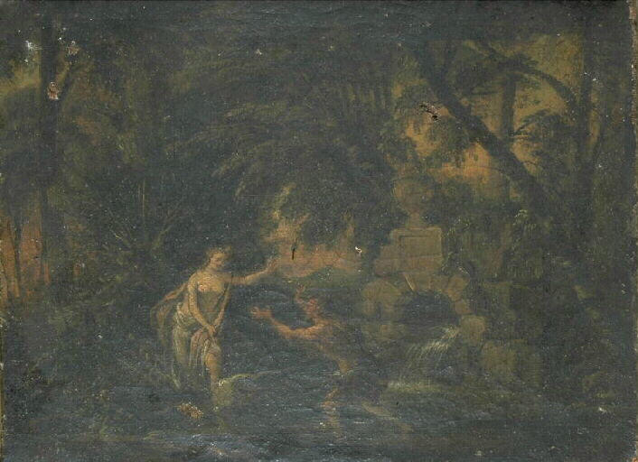 Paysage avec figures ; Diane et Actéon_0