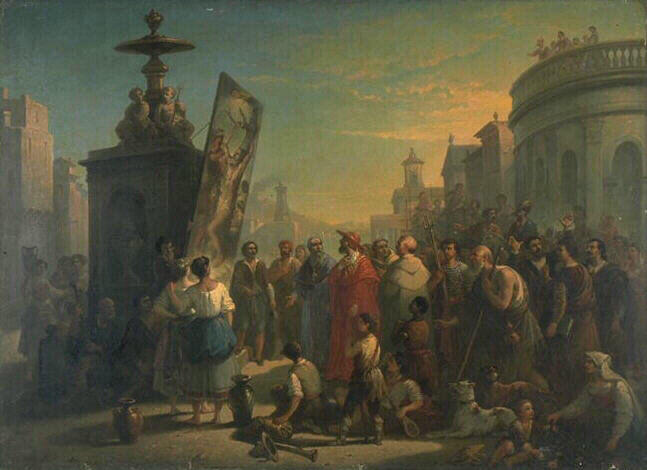 Ribera exposant ses tableaux sur la place publique_0