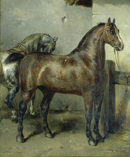 Etude de cheval bai, Emile de Lansac, 19e siècle