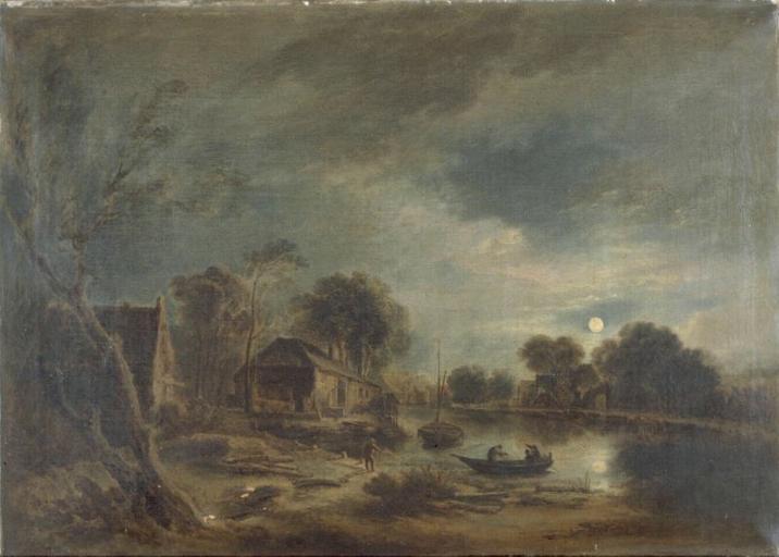 PAYSAGE AU CLAIR DE LUNE, LA PECHE_0