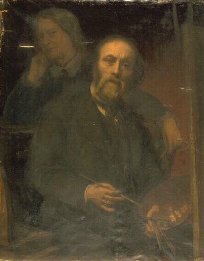 Portrait du peintre et de sa femme, Jean Adolphe Papin, 1874