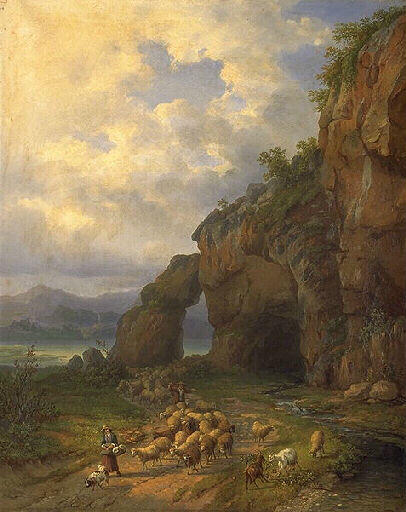 Troupeau en marche, Théodore Richard, 1852