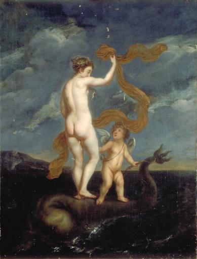 VENUS ET L'AMOUR SUR UN DAUPHIN, Carel van Savoyen, 17e siècle