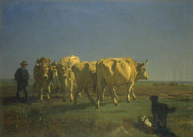 Boeufs au labour, Constant Troyon, 19e siècle