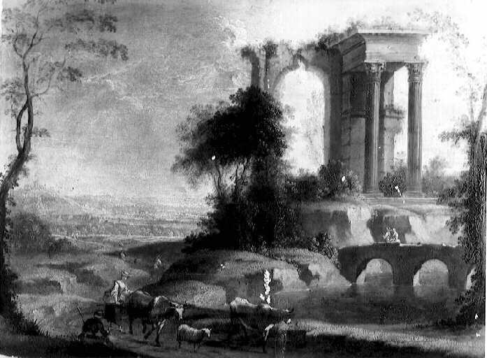 PAYSAGE AVEC FIGURES, RUINES A DROITE, Pierre Patel, 18e siècle