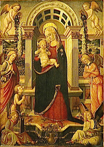 LA VIERGE ET L'ENFANT ENTOURES DE SIX ANGES ET DE SAINT JEAN-BAPTISTE ENFANT_0