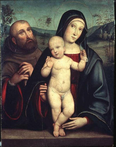 LA VIERGE ET L'ENFANT AVEC UN SAINT FRANCISCAIN_0