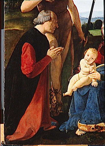 LA VIERGE A L'ENFANT ET LES SAINTS JEAN-BAPTISTE ET SEBASTIEN ENTRE DEUX DONATEURS ; DITE VIERGE DE LA FAMILLE CASIO_8