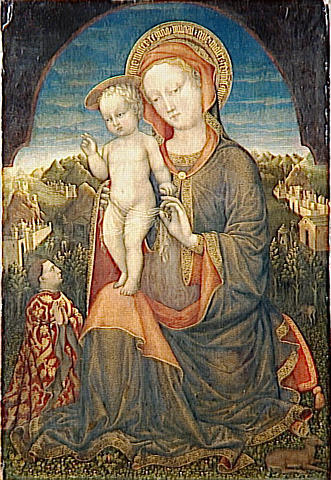 LA VIERGE D'HUMILITE ET L'ENFANT ADORES PAR LEONELLO D'ESTE_0