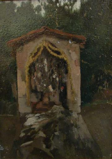Chapelle avec un ex-voto ; Paysage d'Italie_0
