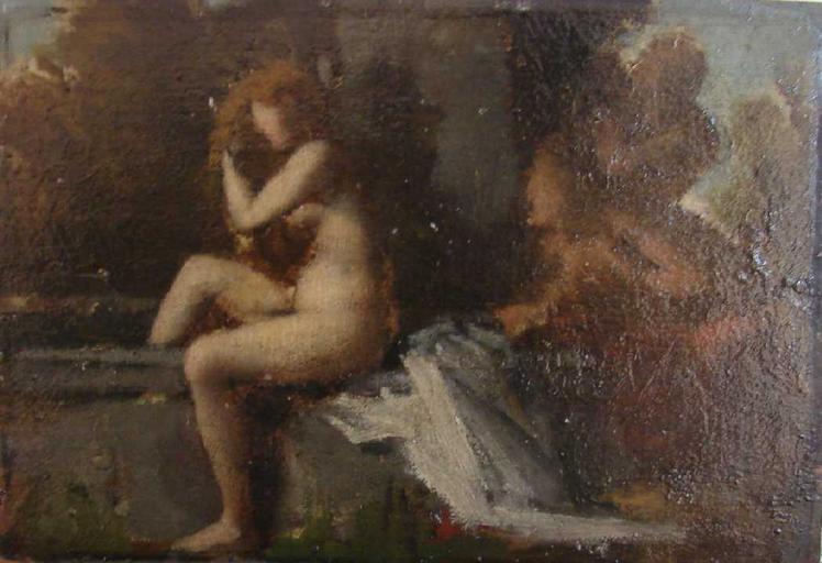 La Chaste Suzanne (recto) ; Femme assise, de dos, au bord d'une fontaine (verso)_0
