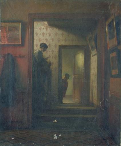 L'ESPIEGLE ; SCENE D'INTERIEUR (AUTRE TITRE), Guillaume Larrue, 1er quart 20e siècle